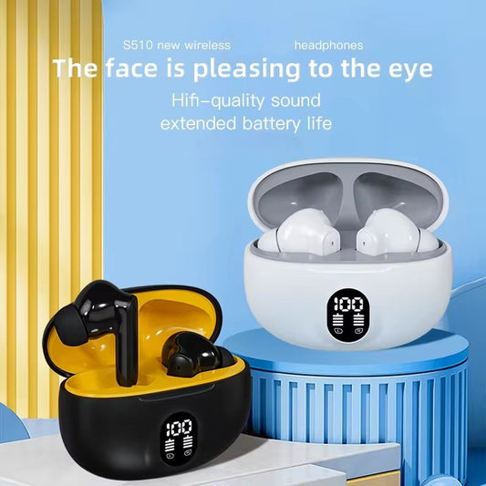 TWS Smart Sports Wireless Earbuds – ENC Noise Cancellation, LED Battery Display & Deep Bass Stereo Sound
