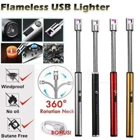 Electric Arc Lighter – USB Rechargeable Windproof Plasma Lighter with 360° Flexible Neck