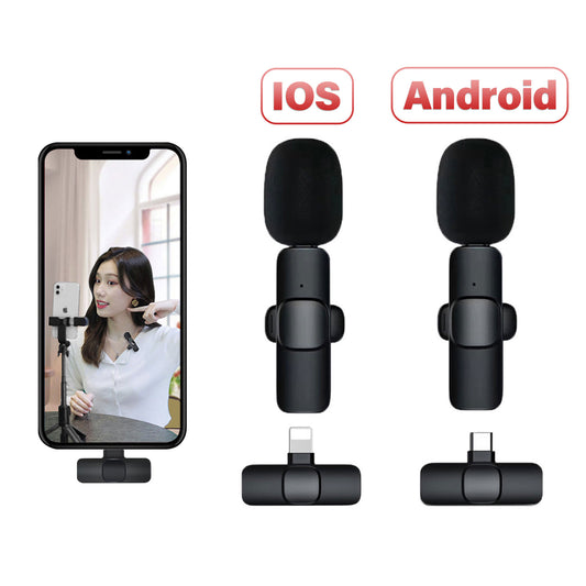 Professional Wireless Lavalier Microphone – Ultra-Low Latency Wireless Mic with Noise Reduction, Plug & Play for iPhone/Android, 20m Range, Crystal Clear Audio for Vlogging, YouTube & Interviews