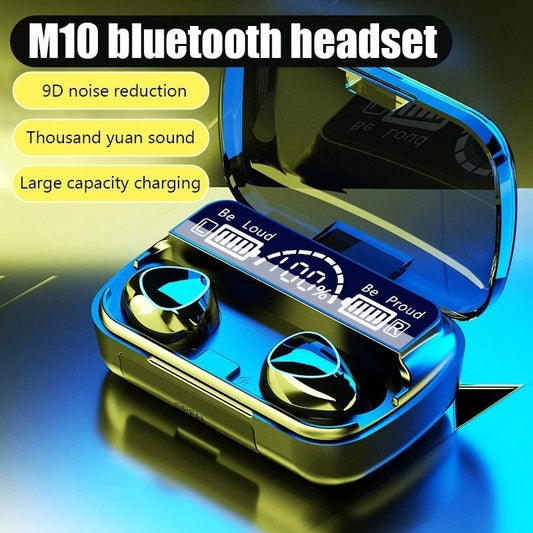 M10 TWS Wireless Earbuds – Bluetooth 5.3 Gaming Headphones with 9D Stereo Sound, ENC Noise Reduction, and Massive 2000mAh LED Display Charging Case