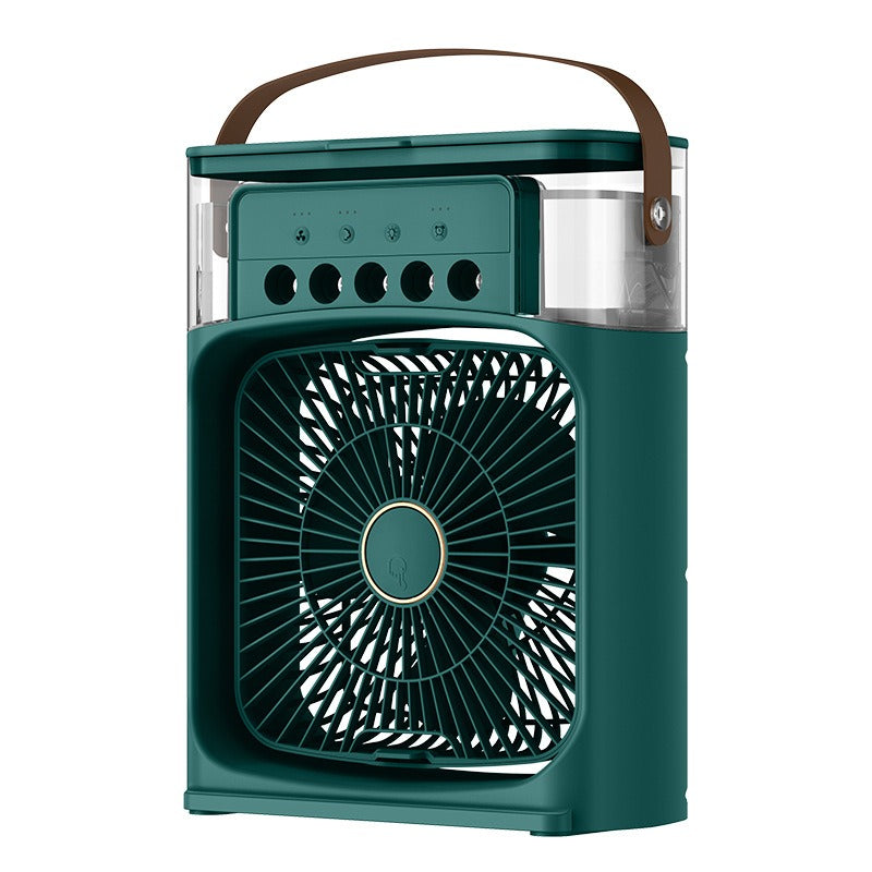 Ultra-Quiet Portable Air Cooler & Humidifier – 3-Speed Mist Spray Cooling Fan with 7-Color LED Night Light, Large Water Tank, and Smart Timer for Home, Office, and Travel