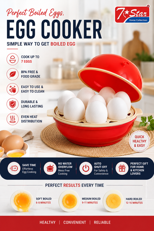 7-Star Premium Egg Cooker – 7 Egg Capacity | Easy & Convenient Boiled Egg Maker