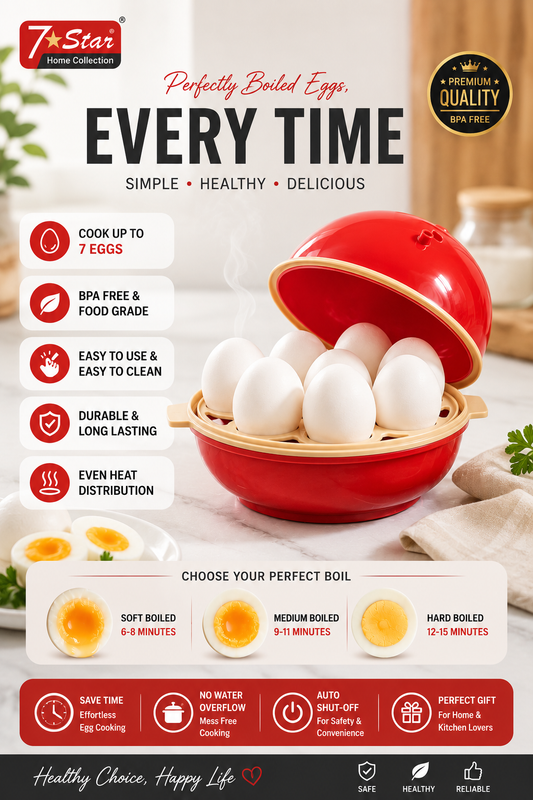 7-Star Premium Egg Cooker – 7 Egg Capacity | Easy & Convenient Boiled Egg Maker