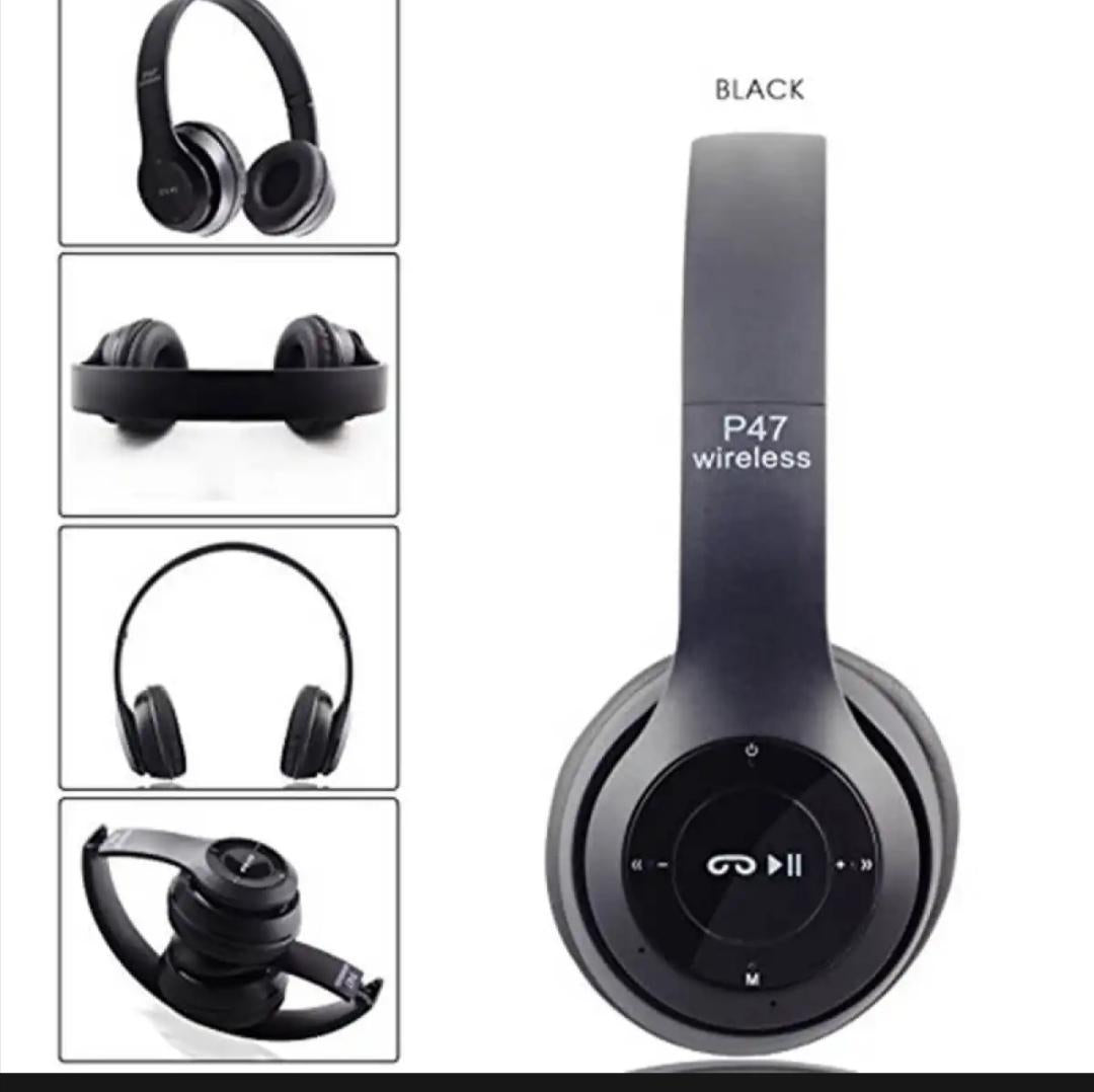P47 Wireless Bluetooth Headphones – Foldable Over-Ear Headset with Hi-Fi Stereo Sound, FM Radio, Micro SD Slot & Built-in Mic for Hands-Free Calls