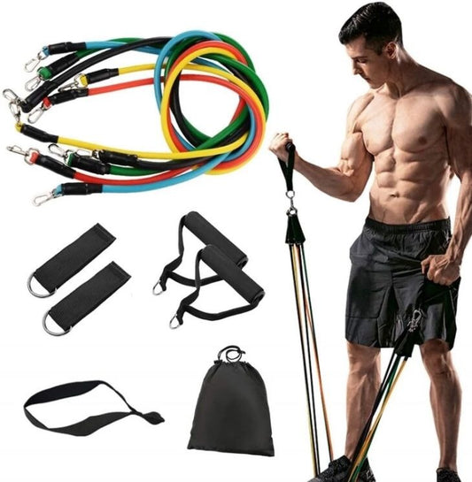 Elite 11-Piece Resistance Band Set - Stackable Exercise Tubes for Strength Training, Physical Therapy, and Home Gym - Up to 150lbs Resistance