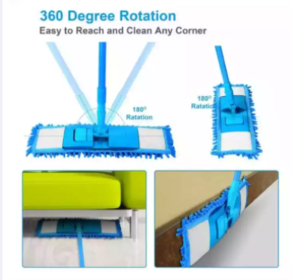 Professional Microfiber Floor Mop – 360° Swivel Flat Mop with Extendable Handle for Hardwood, Tile, and Laminate Cleaning.