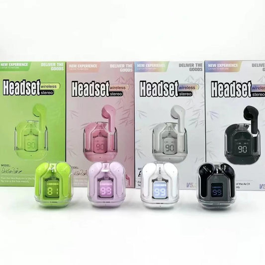 Noise Cancelling Wireless Earphones – Hi-Fi Stereo Sound, Waterproof Earbuds with Transparent Charging Case.
