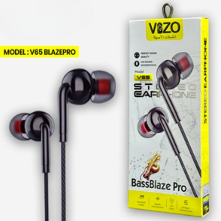 VIZO V65 BassBlaze Pro Wired Earphones – Premium Hi-Fi Stereo Sound with HD Microphone & Intelligent Remote Control.