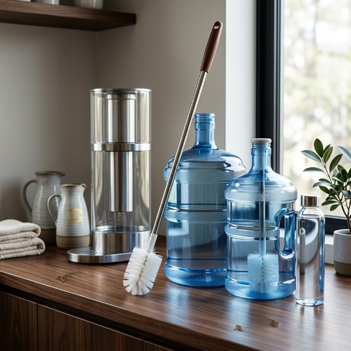 Long-Handle Flexible Gallon Bottle Brush – L-Shaped Deep Cleaning Tool for Water Jugs