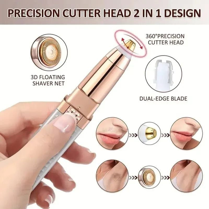 Premium 2-in-1 Rechargeable Eyebrow Trimmer & Painless Facial Hair Remover – Precision Electric Epilator for Women (Rose Gold)