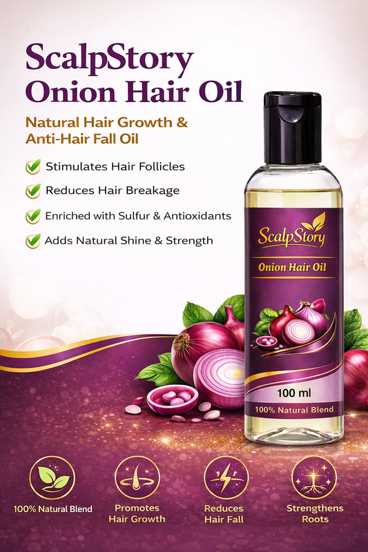 ScalpStory Ultra-Premium Onion Hair Oil – Advanced 100% Natural Blend for Hair Growth & Fall Control (100ml)