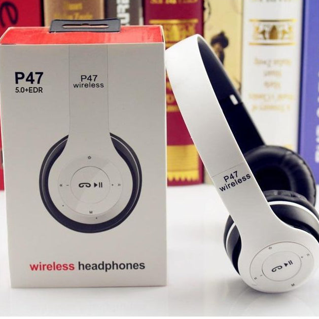 P47 Wireless Bluetooth Headphones – Foldable Over-Ear Headset with Hi-Fi Stereo Sound, FM Radio, Micro SD Slot & Built-in Mic for Hands-Free Calls