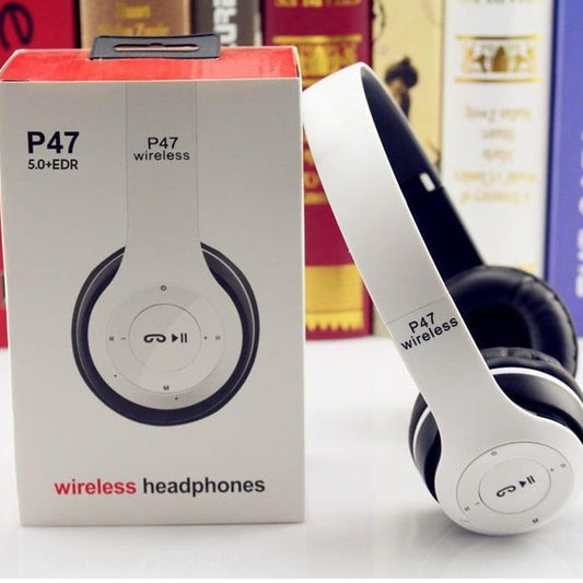 P47 Wireless Bluetooth Headphones – Foldable Over-Ear Headset with Hi-Fi Stereo Sound, FM Radio, Micro SD Slot & Built-in Mic for Hands-Free Calls