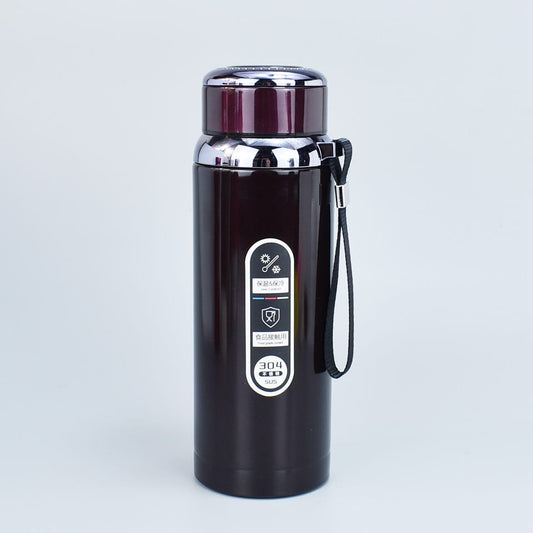 Premium 304 Stainless Steel Vacuum Insulated Flask – Double-Wall Thermal Water Bottle with Leak-Proof Lid & Portable Carrying Strap – Keeps Drinks Hot or Cold for 24 Hours