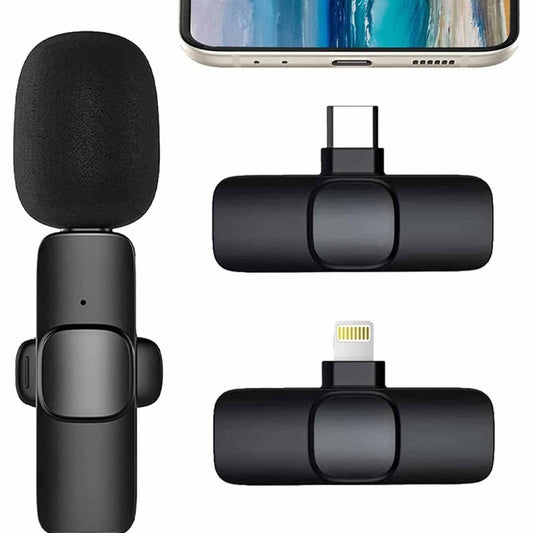 Professional Wireless Lavalier Microphone – Ultra-Low Latency Wireless Mic with Noise Reduction, Plug & Play for iPhone/Android, 20m Range, Crystal Clear Audio for Vlogging, YouTube & Interviews