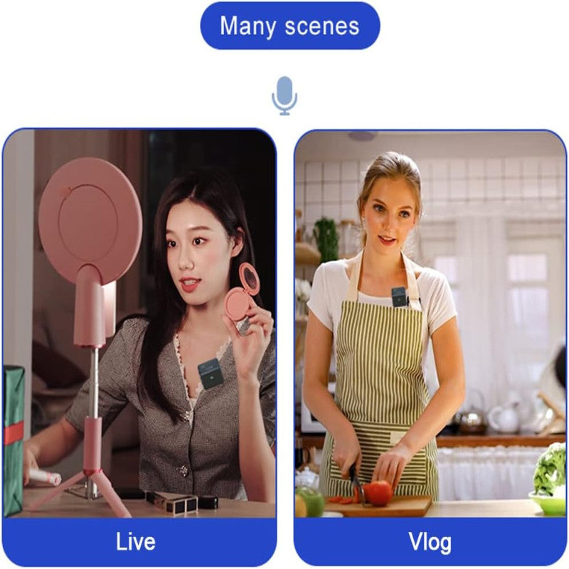 Professional Wireless Lavalier Microphone with DSP Intelligent Noise Reduction - High-Fidelity Audio Transmitter for Vlogging & Live Streaming.