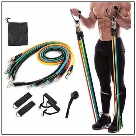 Elite 11-Piece Resistance Band Set - Stackable Exercise Tubes for Strength Training, Physical Therapy, and Home Gym - Up to 150lbs Resistance