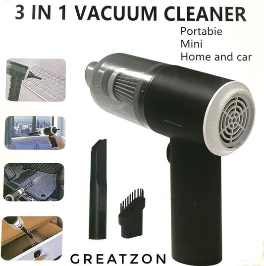 3-in-1 Rechargeable Portable Vacuum Cleaner - High Power Suction, Blower & Air Pump for Home, Car, and Office.