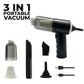 3-in-1 Rechargeable Portable Vacuum Cleaner - High Power Suction, Blower & Air Pump for Home, Car, and Office.