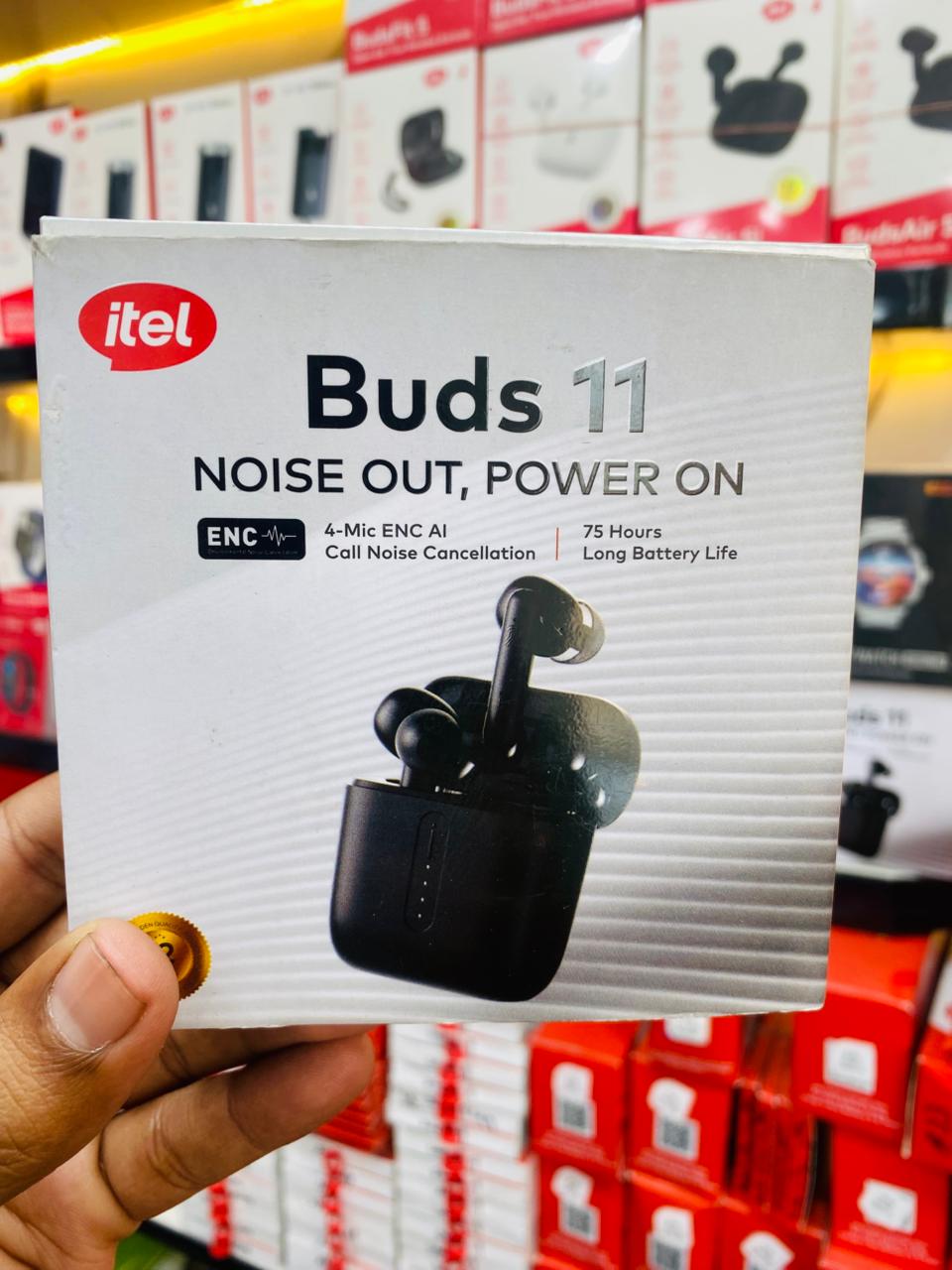 itel Buds 11 True Wireless Earbuds – 75 Hours Total Playtime, 4-Mic AI ENC for Crystal Clear Calls, Deep Bass, & Fast Type-C Charging (Black)