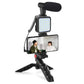 Professional 4-in-1 Smartphone Video-Making Kit (AY-49) – Complete Vlogging Bundle with LED Studio Light, Shotgun Microphone, Tripod Stand, and Bluetooth Remote