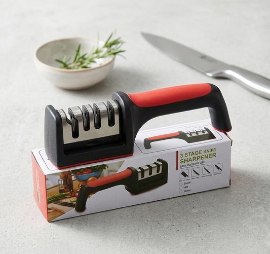 Precision Kitchen Knife Sharpener – 3-Step Sharpening System for Chef & Fruit Knives