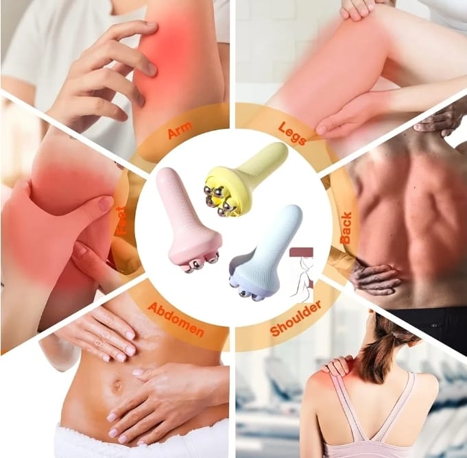 Portable Full Body Massage Roller - Manual 5-Ball Massager for Muscle Relaxation, Neck Pain, and Puffy Face