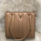 Elegant Quilted Luxury Tote Bag - Premium Vegan Leather Shoulder Bag with Gold-Tone Chain Straps & Iconic Logo Hardware