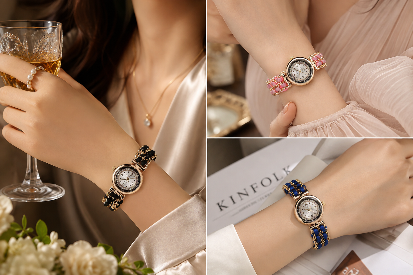Elegant Women’s Luxury Quartz Bracelet Watch – Stylish Gold & Black Design