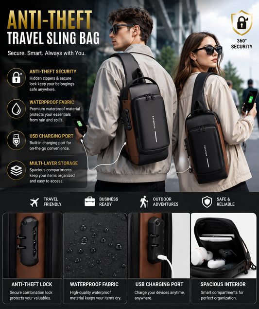 🎒 Anti-Theft Travel Sling Bag — Smart, Secure & Stylish