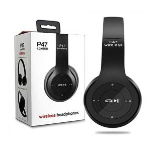 P47 Wireless Bluetooth Headphones – Foldable Over-Ear Headset with Hi-Fi Stereo Sound, Built-in Mic, FM Radio, and Micro SD Card Support