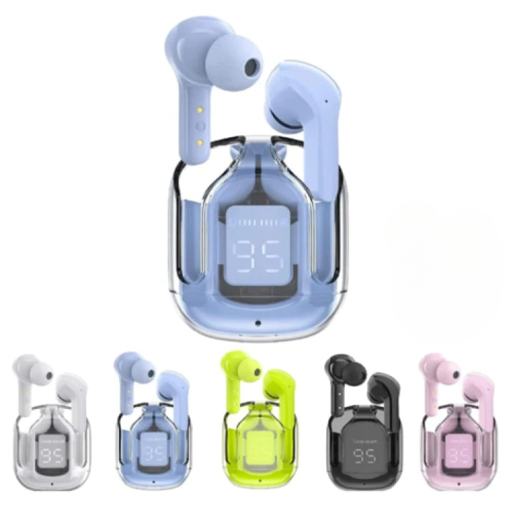 Noise Cancelling Wireless Earphones – Hi-Fi Stereo Sound, Waterproof Earbuds with Transparent Charging Case.