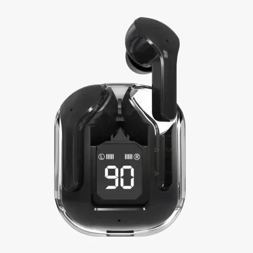 Noise Cancelling Wireless Earphones – Hi-Fi Stereo Sound, Waterproof Earbuds with Transparent Charging Case.