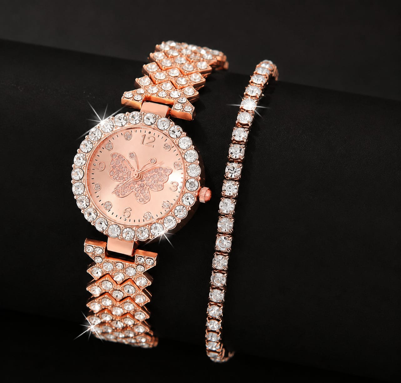 Luxury Butterfly Crystal Women’s Watch with Matching Bracelet