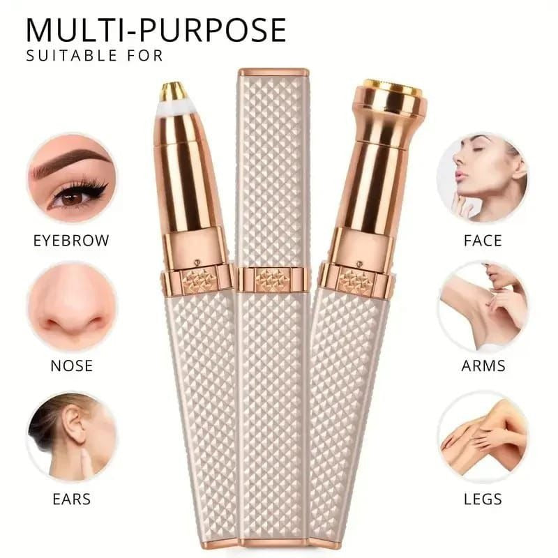 Premium 2-in-1 Rechargeable Eyebrow Trimmer & Painless Facial Hair Remover – Precision Electric Epilator for Women (Rose Gold)