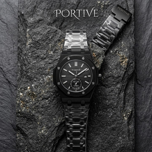 Portive Luxury Octagonal Bezel Quartz Watch – Premium Stainless Steel Waterproof Wristwatch for Men