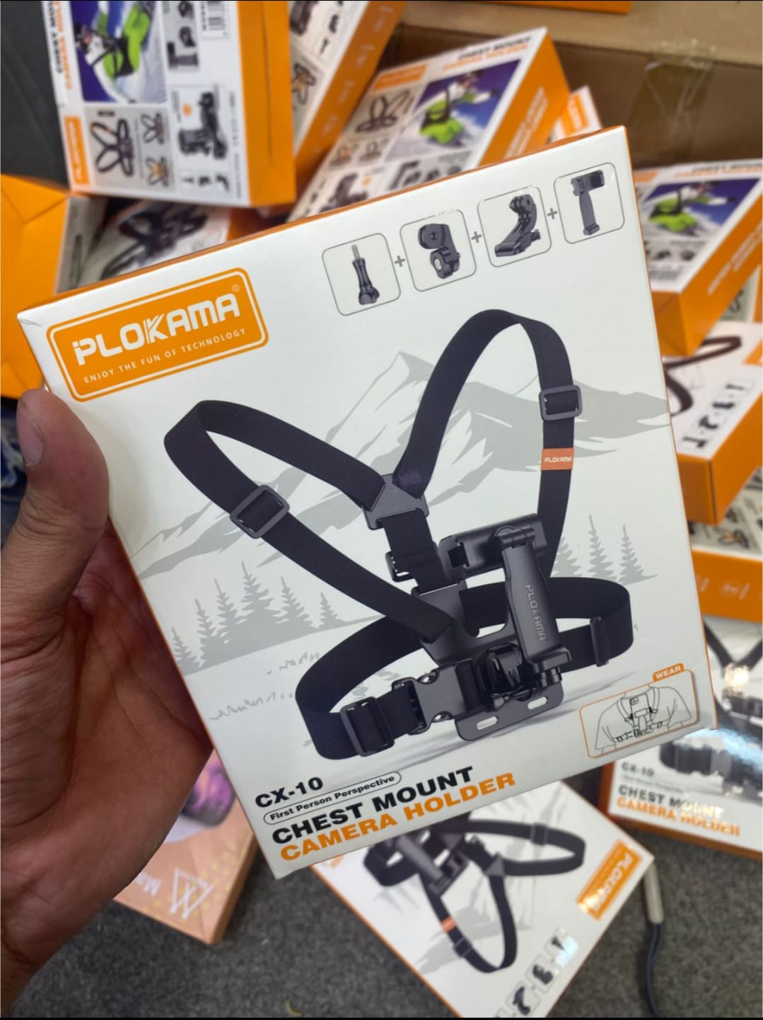 PLOKAMA CX-10 Professional Chest Mount Harness for Smartphones & Action Cameras - 180° Rotation, Adjustable Elastic Straps, First Person View (FPV) Holder for Vlogging, Biking & Sports