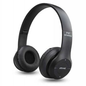 P47 Wireless Bluetooth Headphones – Foldable Over-Ear Headset with Hi-Fi Stereo Sound, Built-in Mic, FM Radio, and Micro SD Card Support